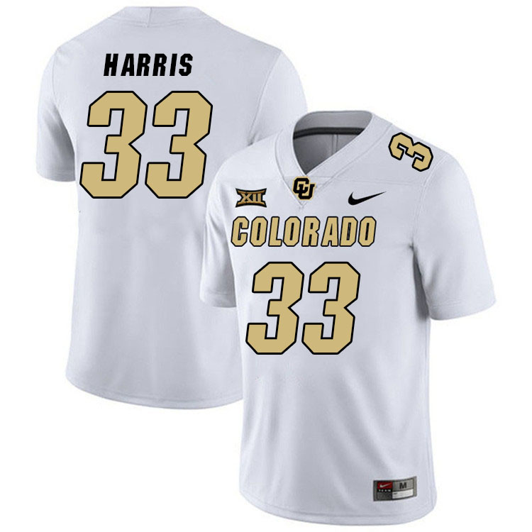 Colorado Buffaloes #33 Devee Harris Big 12 Conference College Football Jerseys Stitched Sale-White